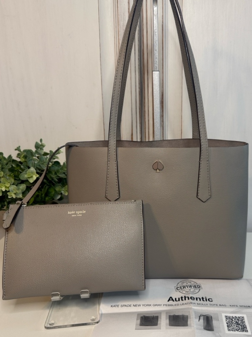 Kate Spade Molly Pebbled Leather Tote with Matching Zip Pouch